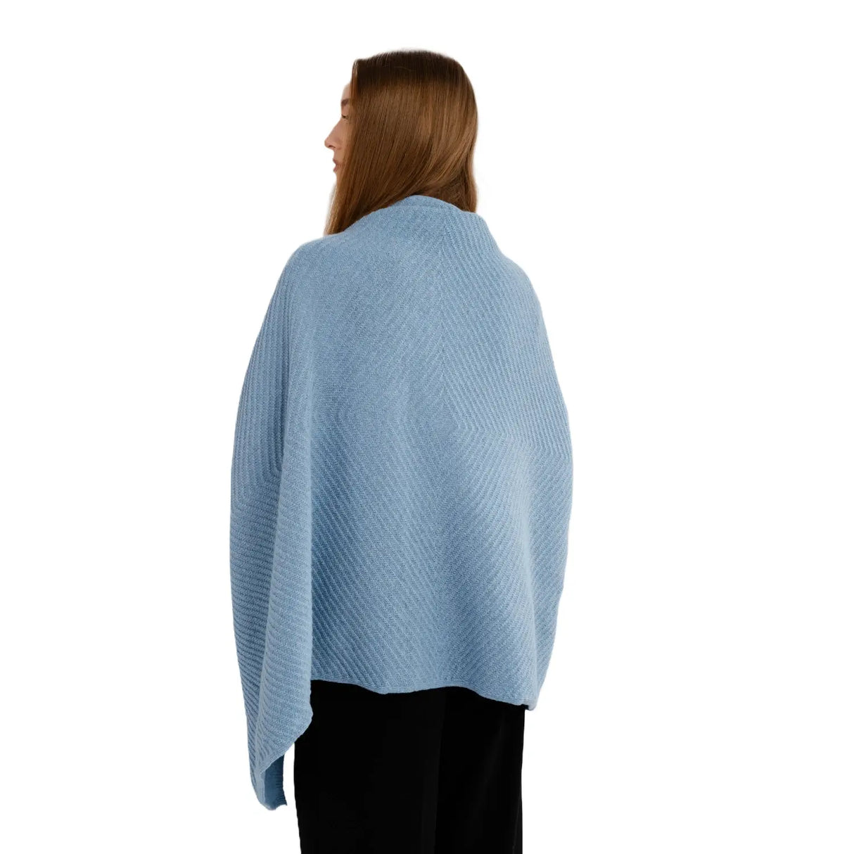 LLS109-909-OS Lambswool Shawl- Light Blue Back View Creative Irish Gifts