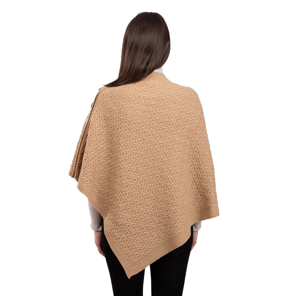 LLS110 Lambswool Aran Knit Poncho- Back View Creative Irish Gifts