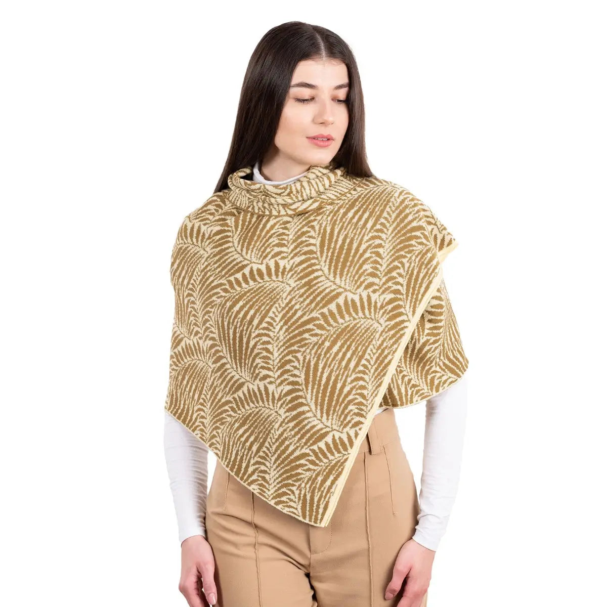 LS104-402-OS Newgrange Fern Shawl- Brown Creative Irish Gifts