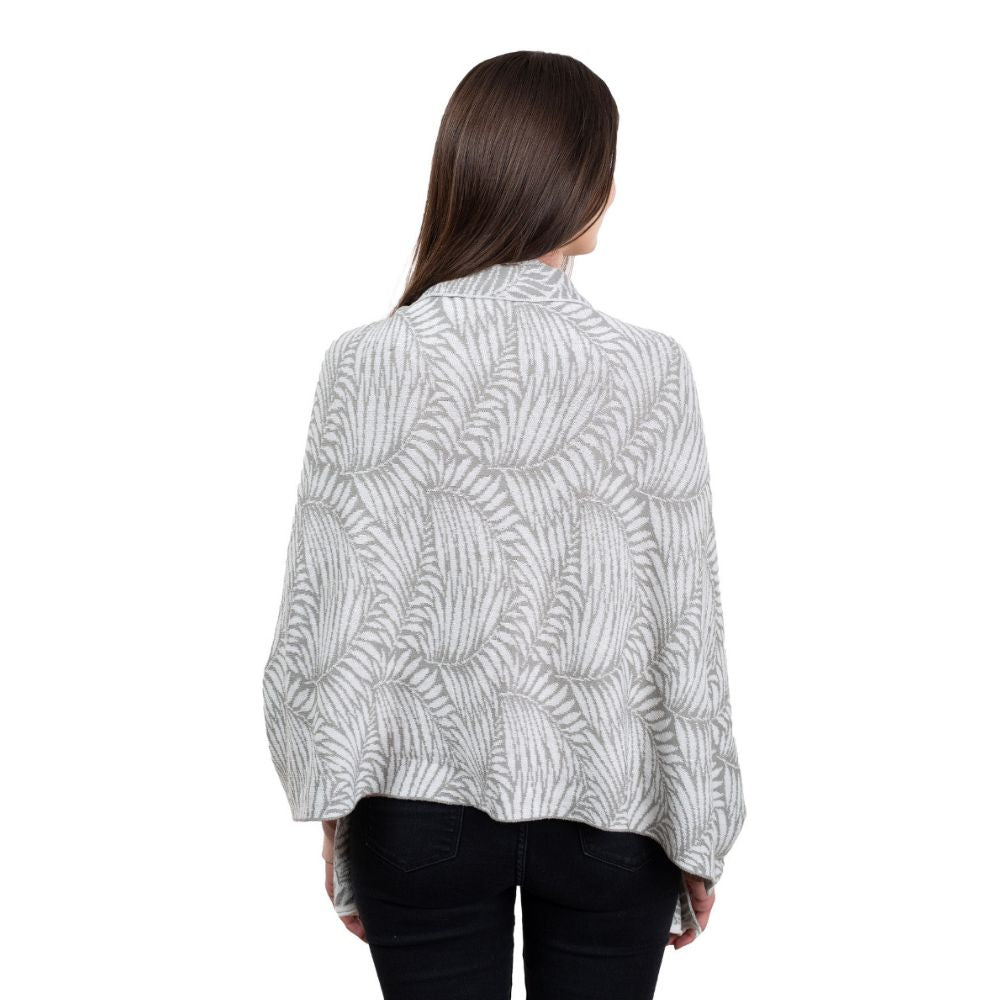 LS104- Newgrange Fern Shawl- Grey Back View Creative Irish Gifts