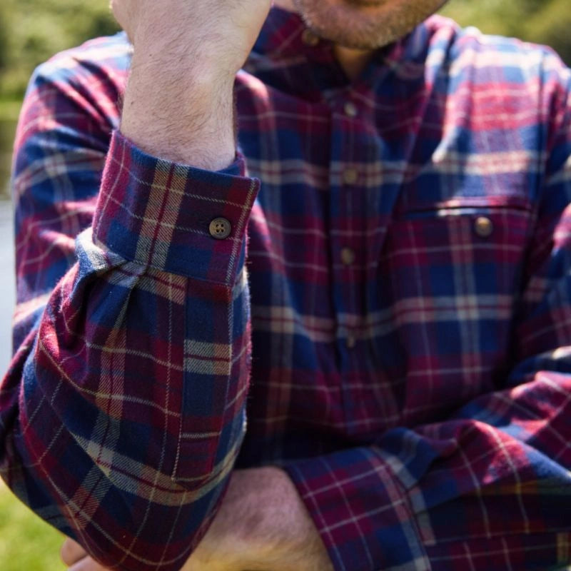 LV-FCGFS-LV10 Maroon Check Grandfather Shirt Closely Creative Irish Gifts