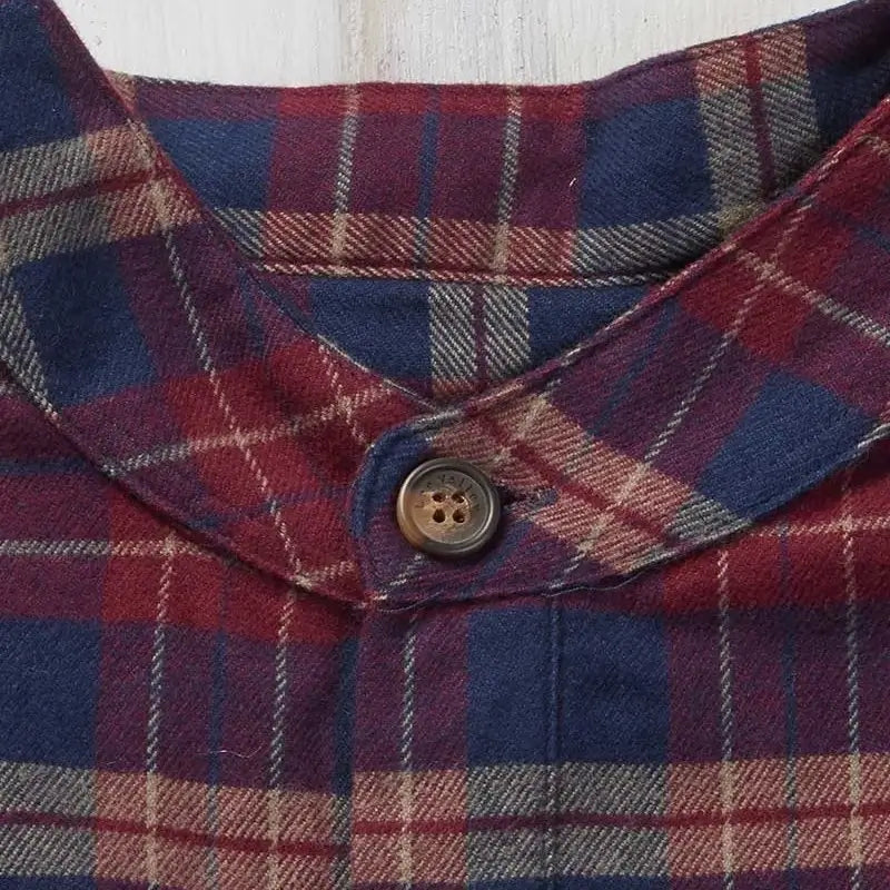 LV-FCGFS-LV10 Maroon Check Grandfather Shirt Creative Irish Gifts com