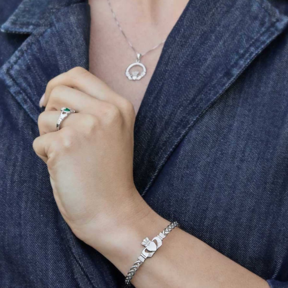 Ladies Silver Celtic Claddagh Pendant - Creative Irish Gifts