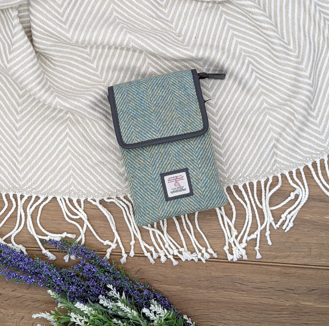 Ladies Harris Tweed Small Crossbody Bag Turquoise Creative Irish Gift
