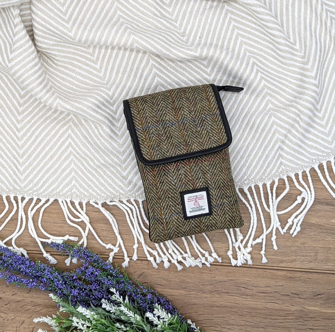 Ladies Harris Tweed Small Crossbody Bag Green Creative Irish Gift