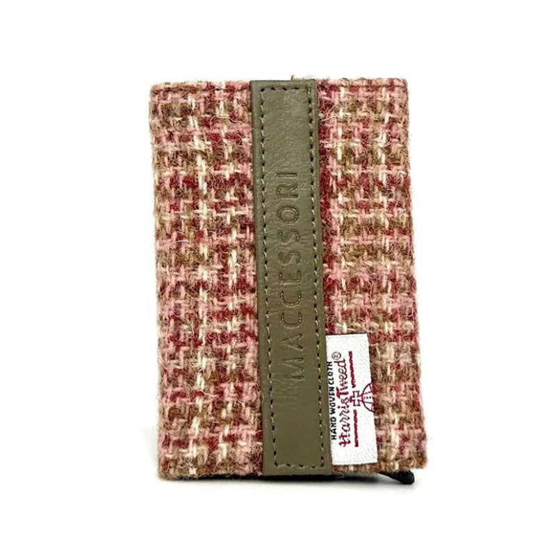 MCS-CB2412 Handcrafted Harris Tweed & Vegan Leather Card Holder, Maple back view Creative Irish Gifts
