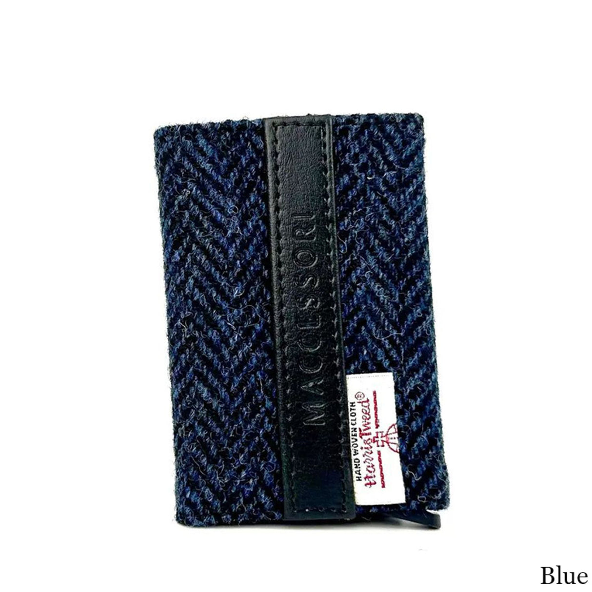 MCS-CB2412-SP516 Handcrafted Harris Tweed & Vegan Leather Card Holder, Navy Back Creative Irish gift