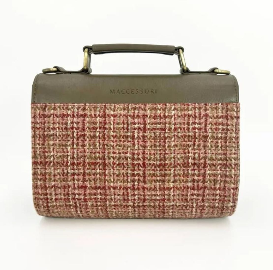 Harris Tweed and Vegan Leather Handbag Maple Back View Creative Irish Gift
