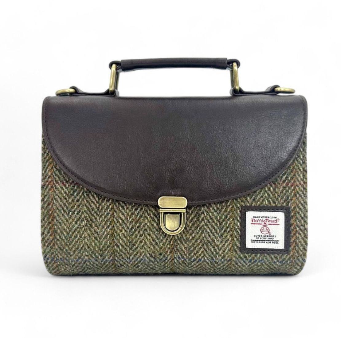 Harris Tweed and Vegan Leather Handbag Contry Green Creative Irish Gift