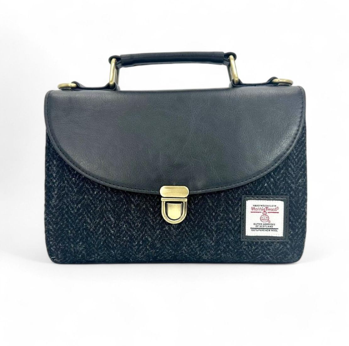 Harris Tweed and Vegan Leather Handbag Charcoal Creative Irish Gift