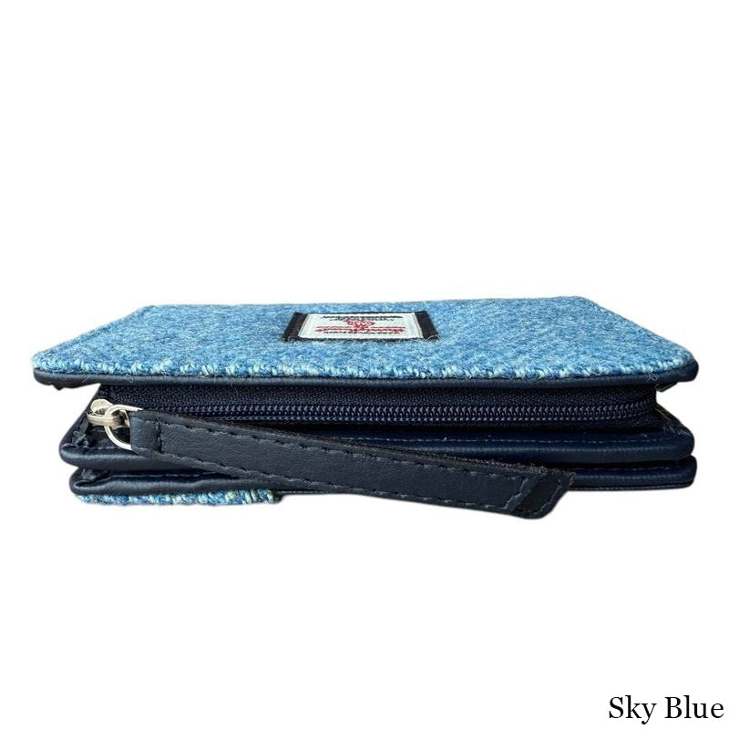 MCS-CB5004-1904C5 Women's Genuine Harris Tweed Zip Wallet, Sky Blue Creative Irish gift.com
