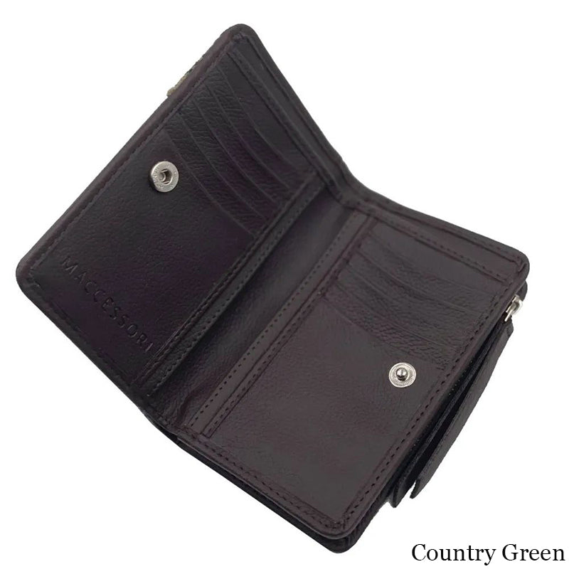 MCS-CB5004-C001T Women's Genuine Harris Tweed Zip Wallet, Country Green Creative Irish gift.