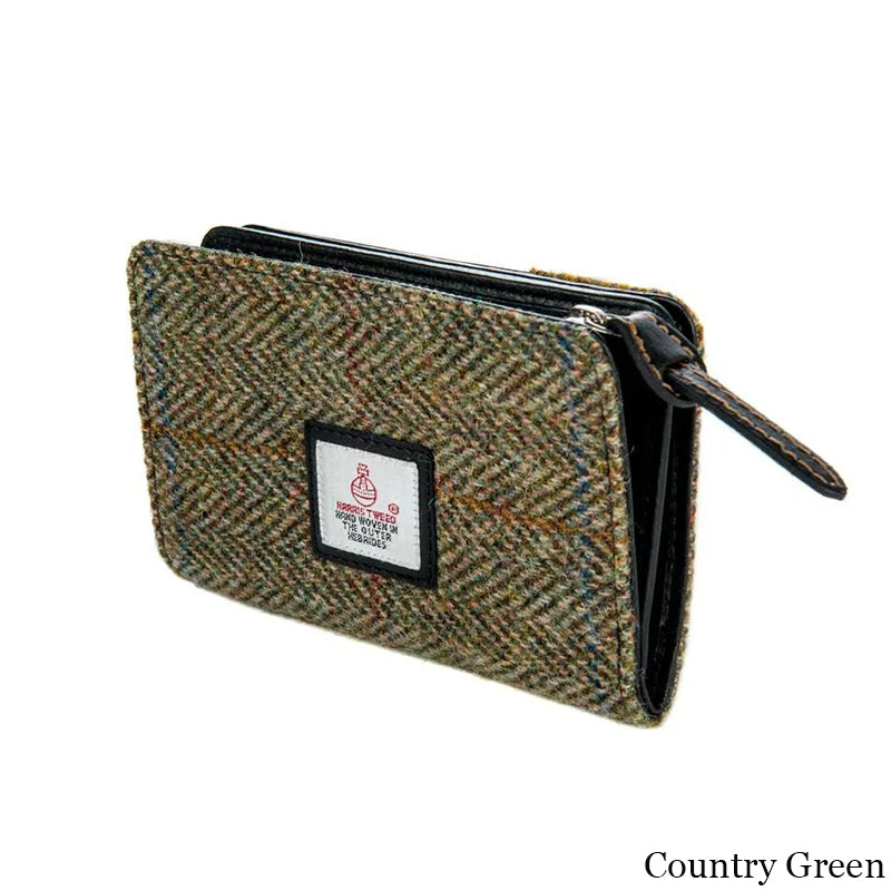 MCS-CB5004-C001T Women's Genuine Harris Tweed Zip Wallet, Country Green Creative Irish gift.com