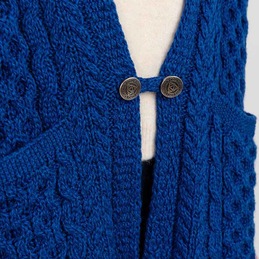 ML104-Merino Wool Irish Shawl with Pockets, Blue Creative Irish Gift