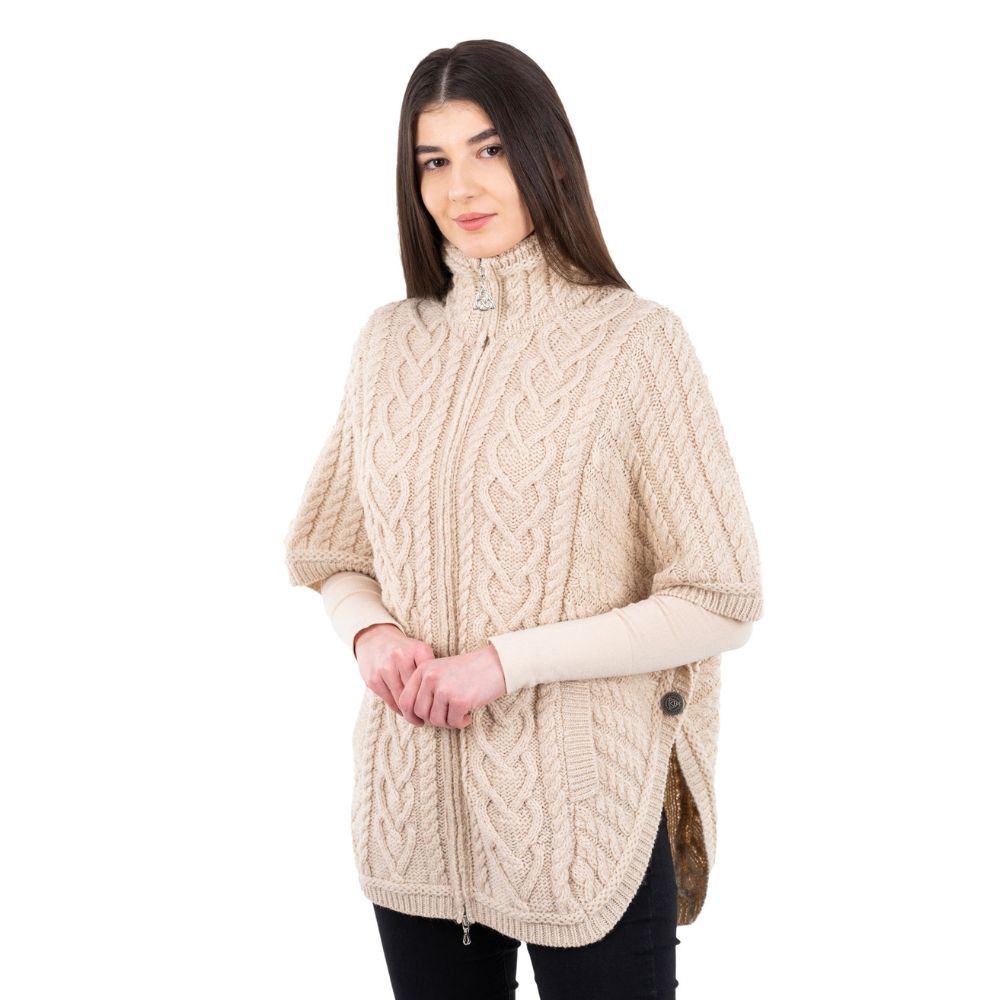 Women's Funnel Neck Poncho Jacket, Parsnip Studio Creative Irish Gifts
