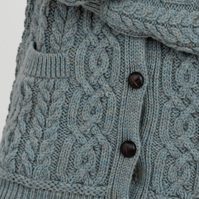 Women's Aran Knit Button Cardigan, Studio Creative Irish Gifts
