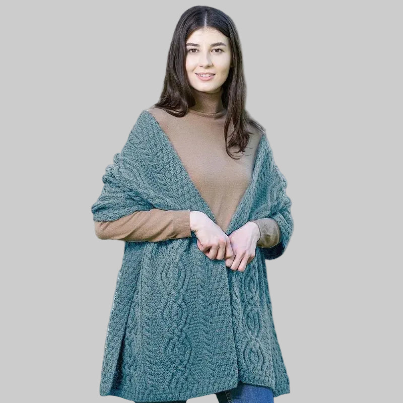 Women's Classic Cable Wool Wrap, Skylight Creative Irish Gifts