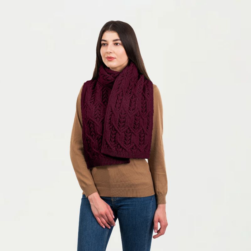 Aran Leaf Merino Wool Scarf Creative Irish Gifts