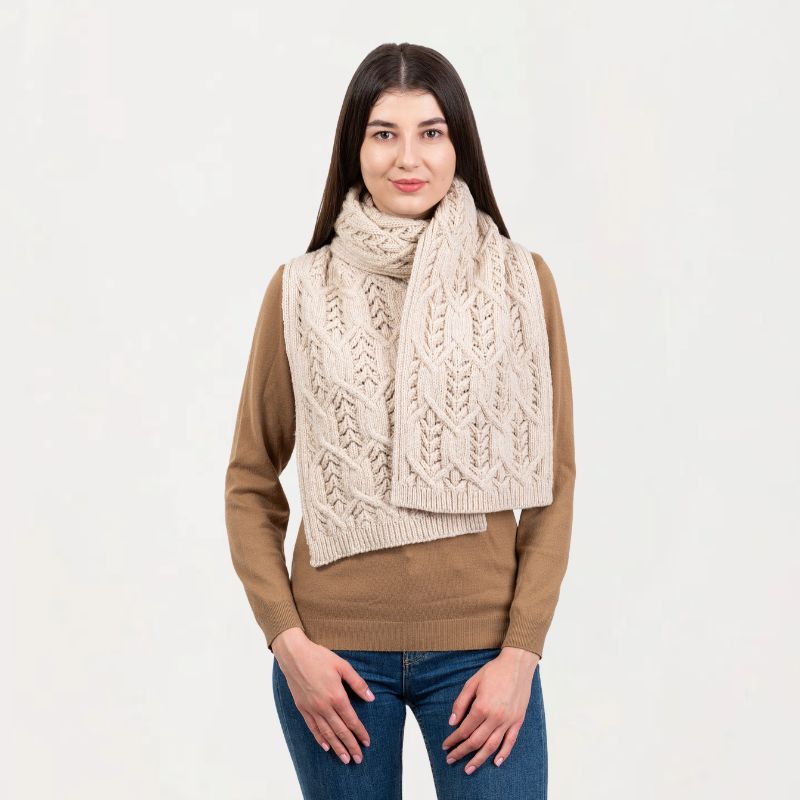 Aran Leaf Merino Wool Scarf Creative Irish Gifts