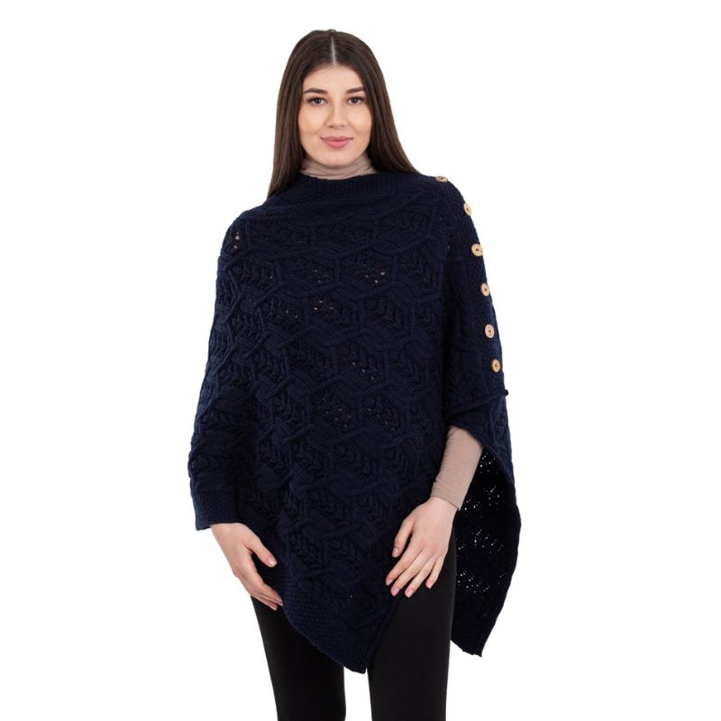 Women's Poncho with Buttons, Front View Creative Irish Gift