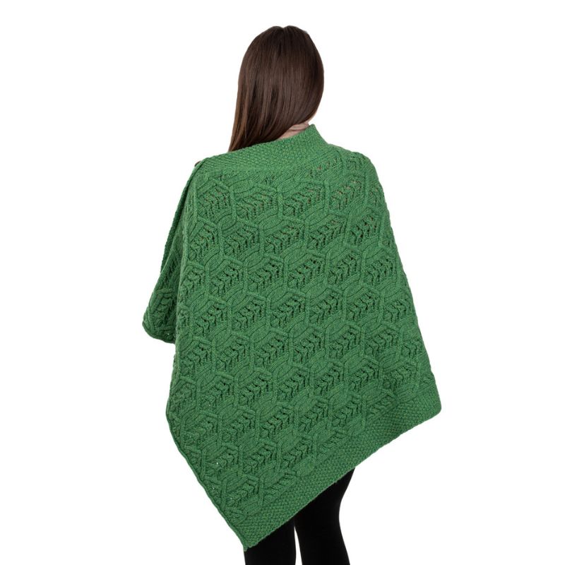 Women's Poncho with Buttons, Green Back View Creative Irish Gifts