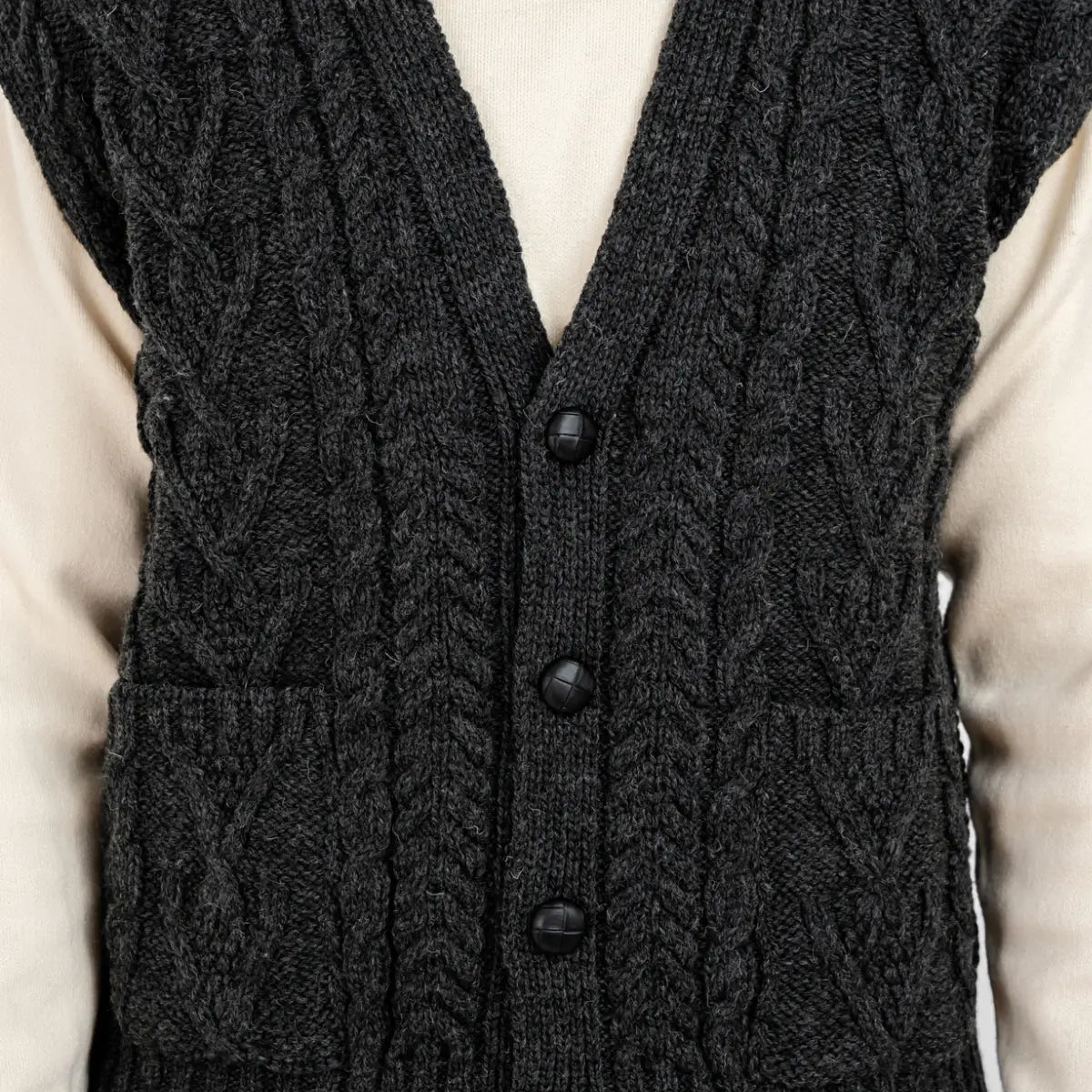MM207-101 Aran Knit Vest Charcoal Closely Creative Irish gift