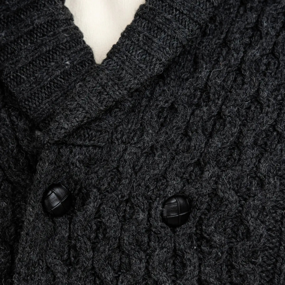 MM225-101 Men's Aran Wool Cardigan with Shawl Collar Closely Creative Irish Gifts