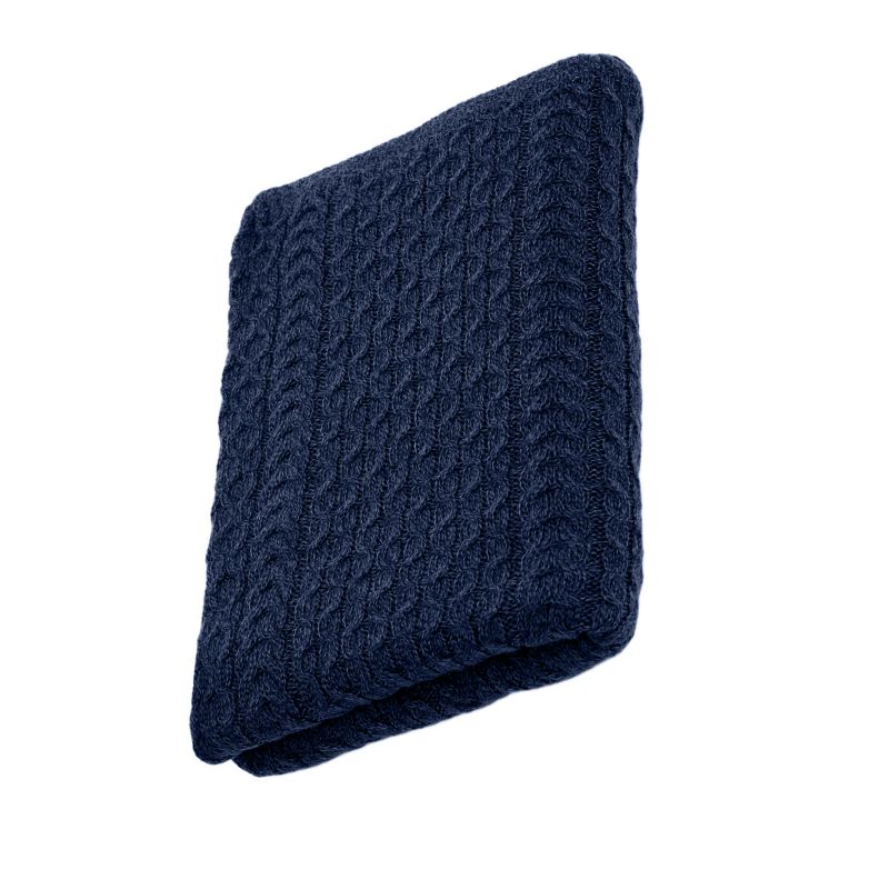 Merino Wool Aran Knit King Blanket Navy Creative Irish Gift
