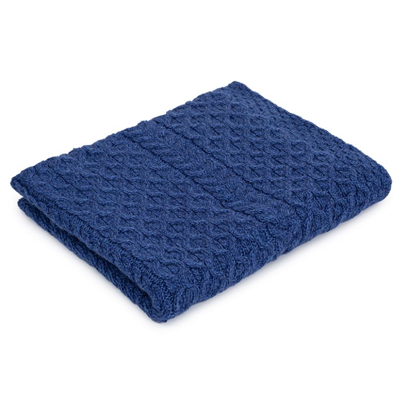 Merino Wool Irish Fisherman Knit Blanket Blue Creative Irish Gift