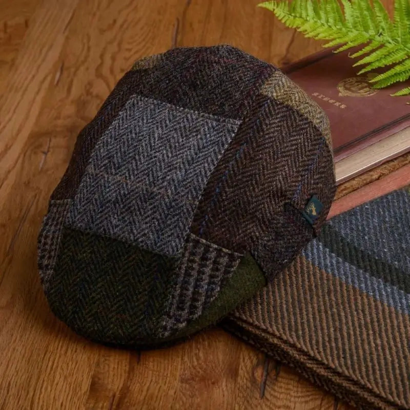 MUCPATCHB-2 Green Patchwork Flat Cap Creative Irish Gifts-com