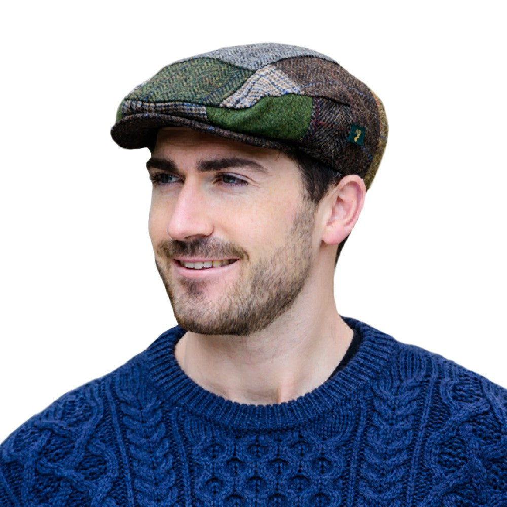 Green Patchwork Flat Cap Creative Irish Gifts