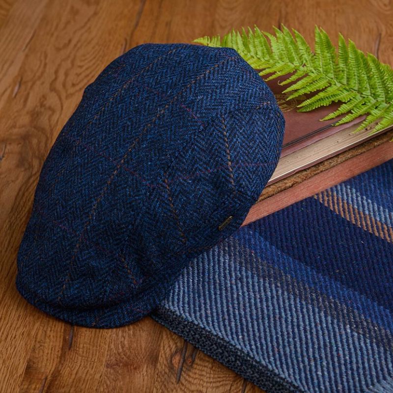 Men's Tweed Irish Kerry Cap, Blue Herringbone Lifestyle Creative Irish Gifts