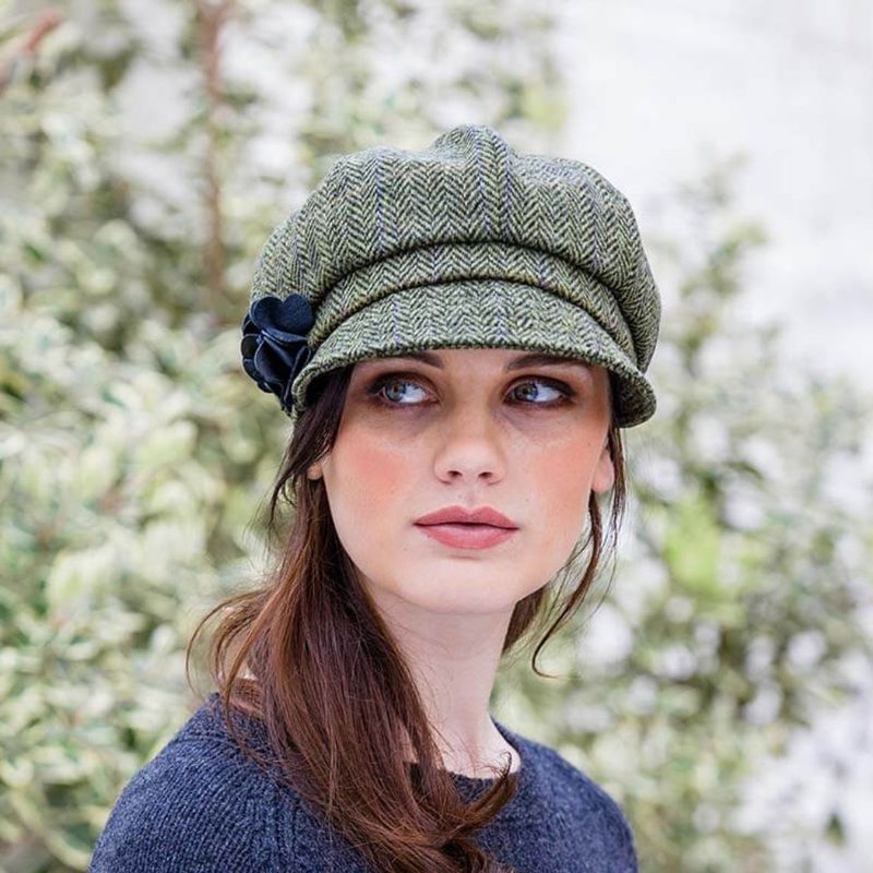 Women's Irish 8 Piece Hat with Rosette Detail, Fall Leaves Green Lifestyle Creative Irish Gifts.com