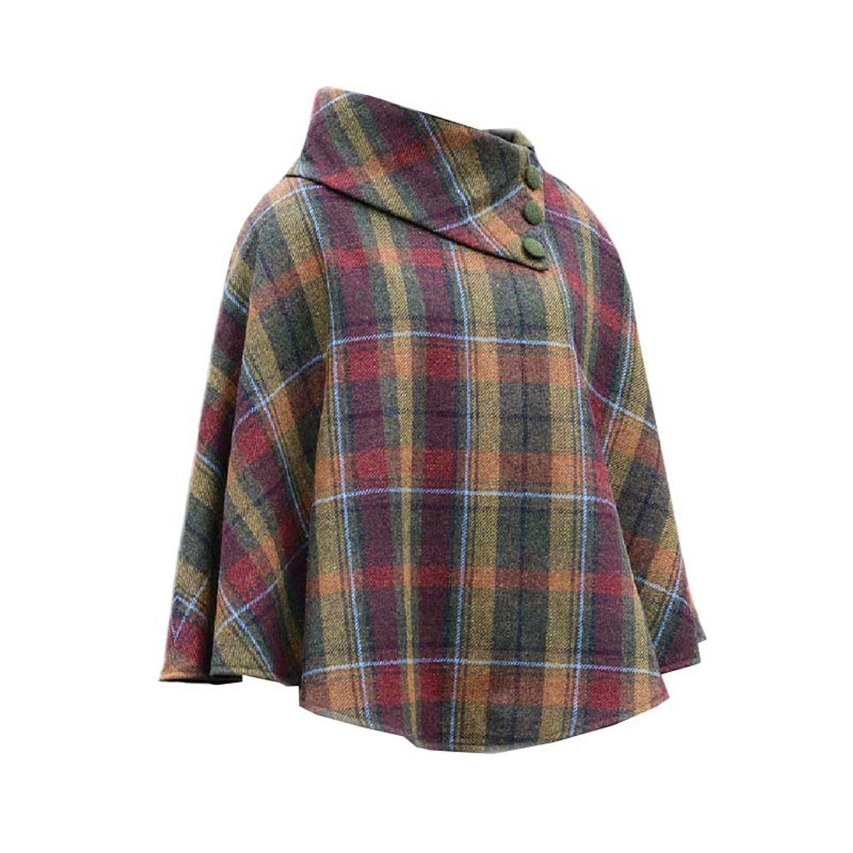 MWP321-OS Irish Plaid Wool Walking Cape, Autumn Creative Irish gift