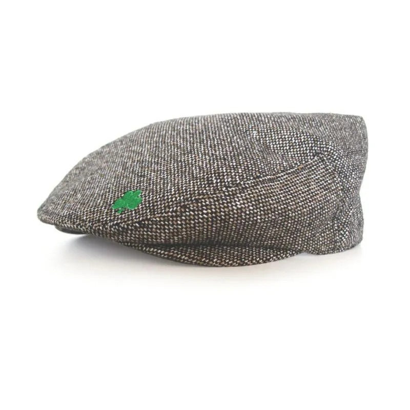 Men's Wool Irish Flat Cap with Shamrock Embroidery - Creative Irish Gifts