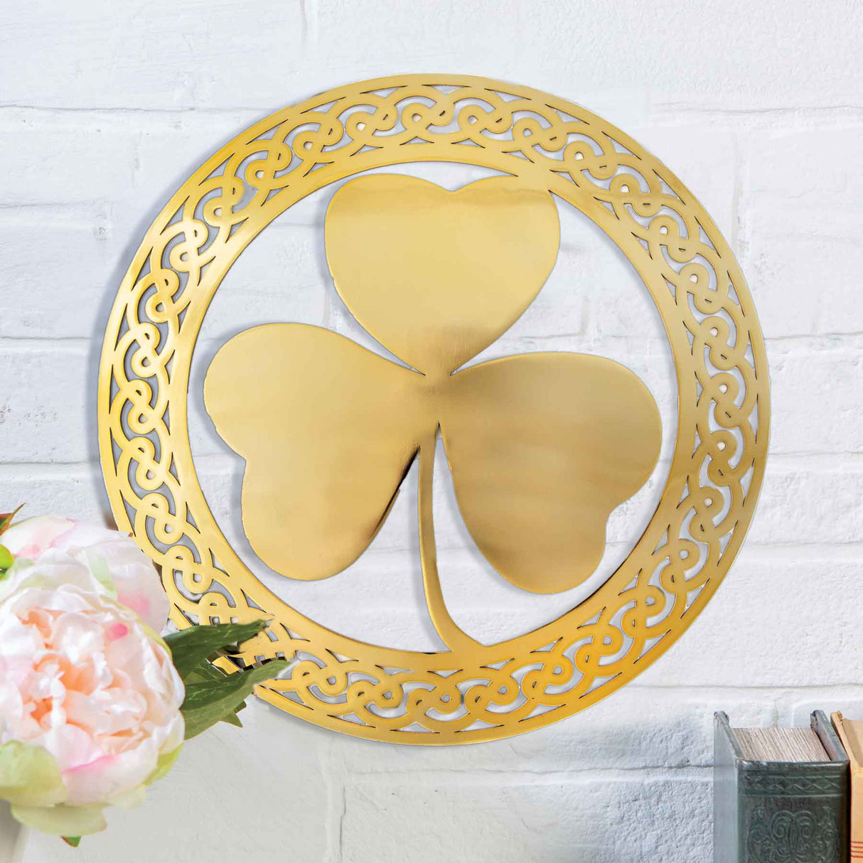 Shamrock Leaf Wall Hanger, Brass - Creative Irish Gifts