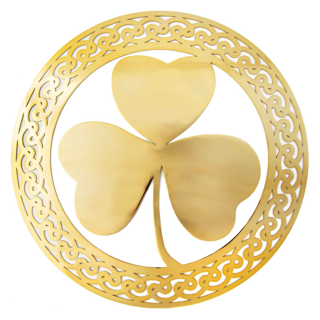 Shamrock Leaf Wall Hanger, Brass - Creative Irish Gifts