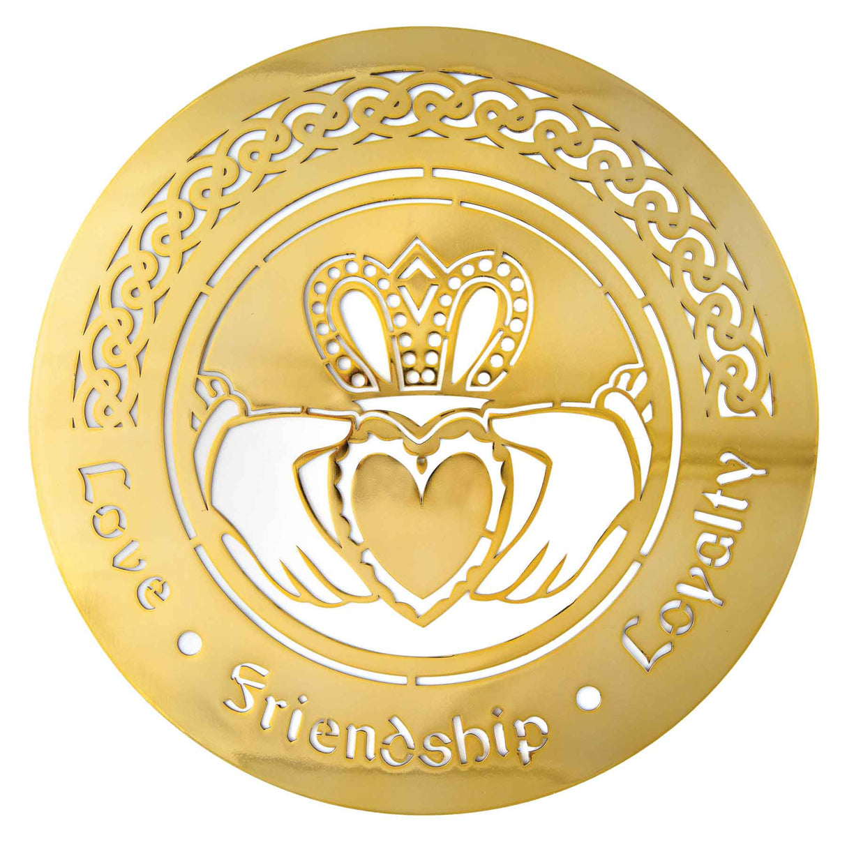 Claddagh Wall Hanger, Polished Brass - Creative Irish Gifts