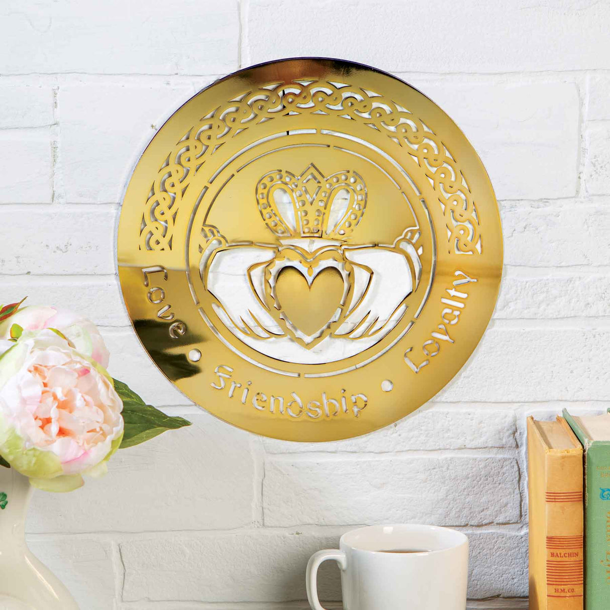 Claddagh Wall Hanger, Polished Brass - Creative Irish Gifts