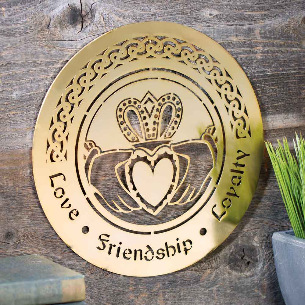 Claddagh Wall Hanger, Polished Brass - Creative Irish Gifts