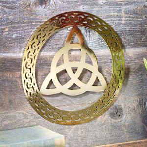 Trinity Knot Wall Hanger, Polished Brass - Creative Irish Gifts
