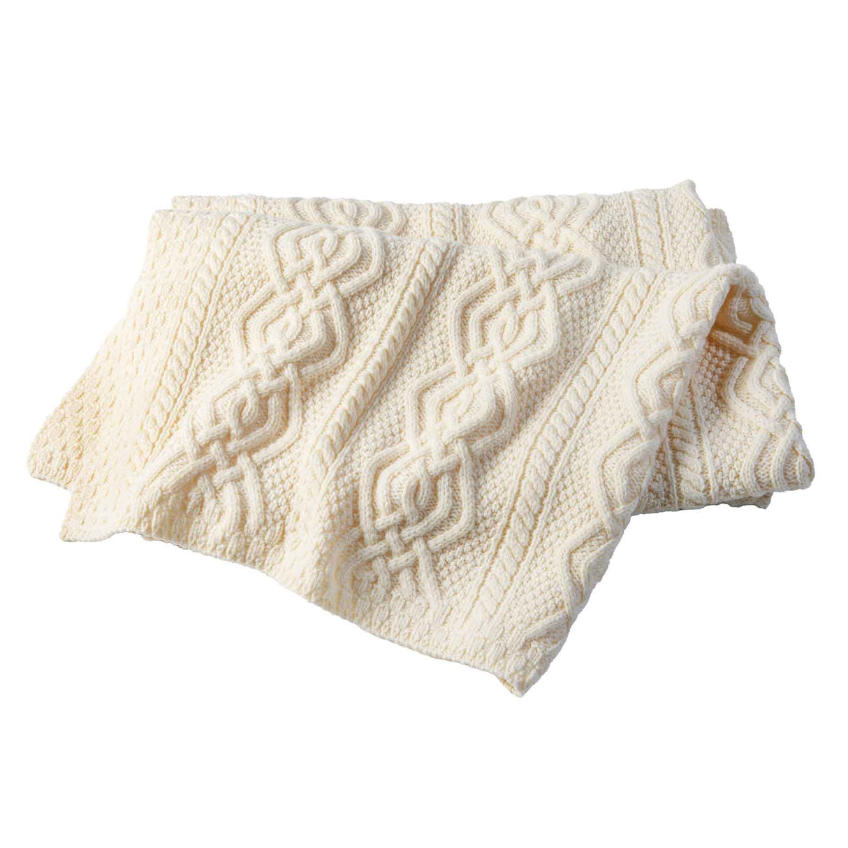 Dara Merino Wool Aran Throw, Cream - Creative Irish Gifts