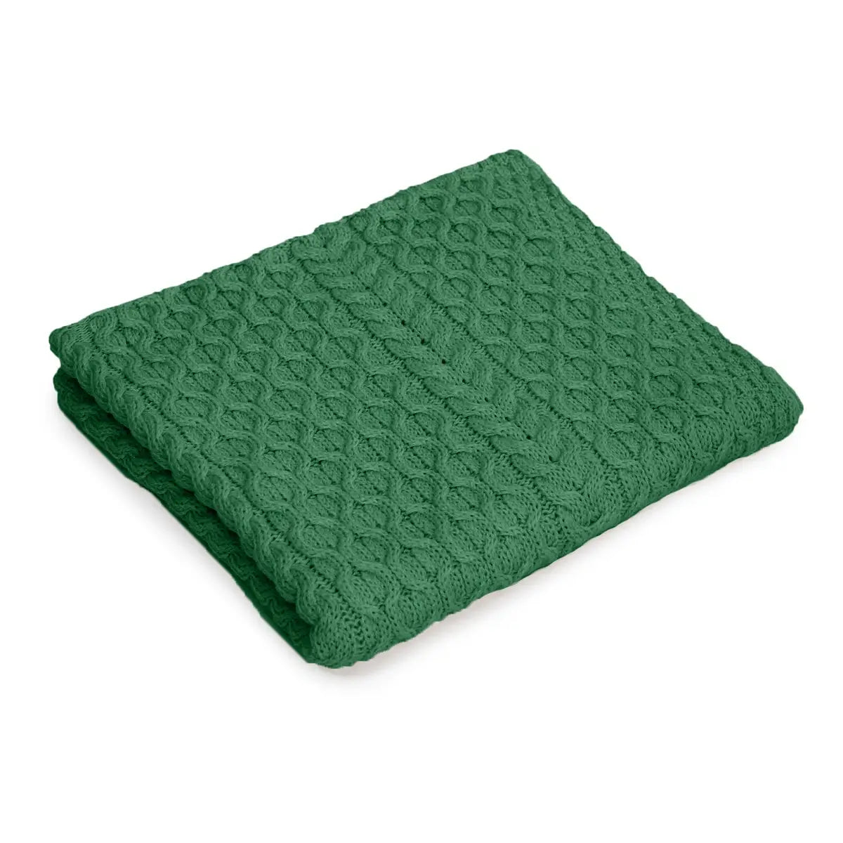 OG602 Aran Knit Honeycomb Throw Blanket-Green Studio Creative Irish Gifts