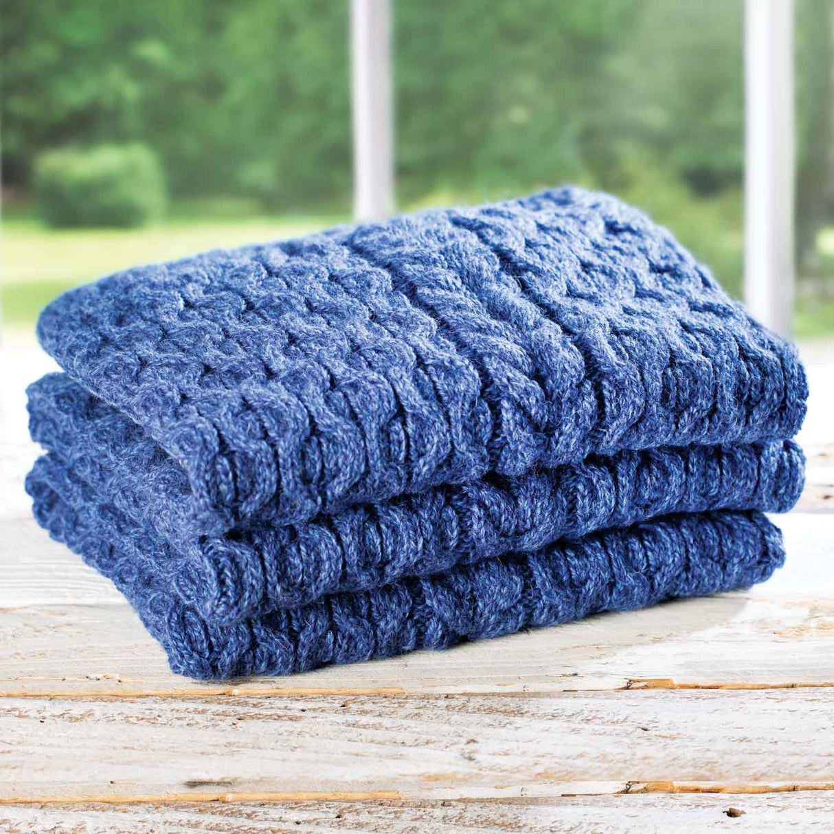 Fisherman Honeycomb Cable Throw, blue - Creative Irish Gifts