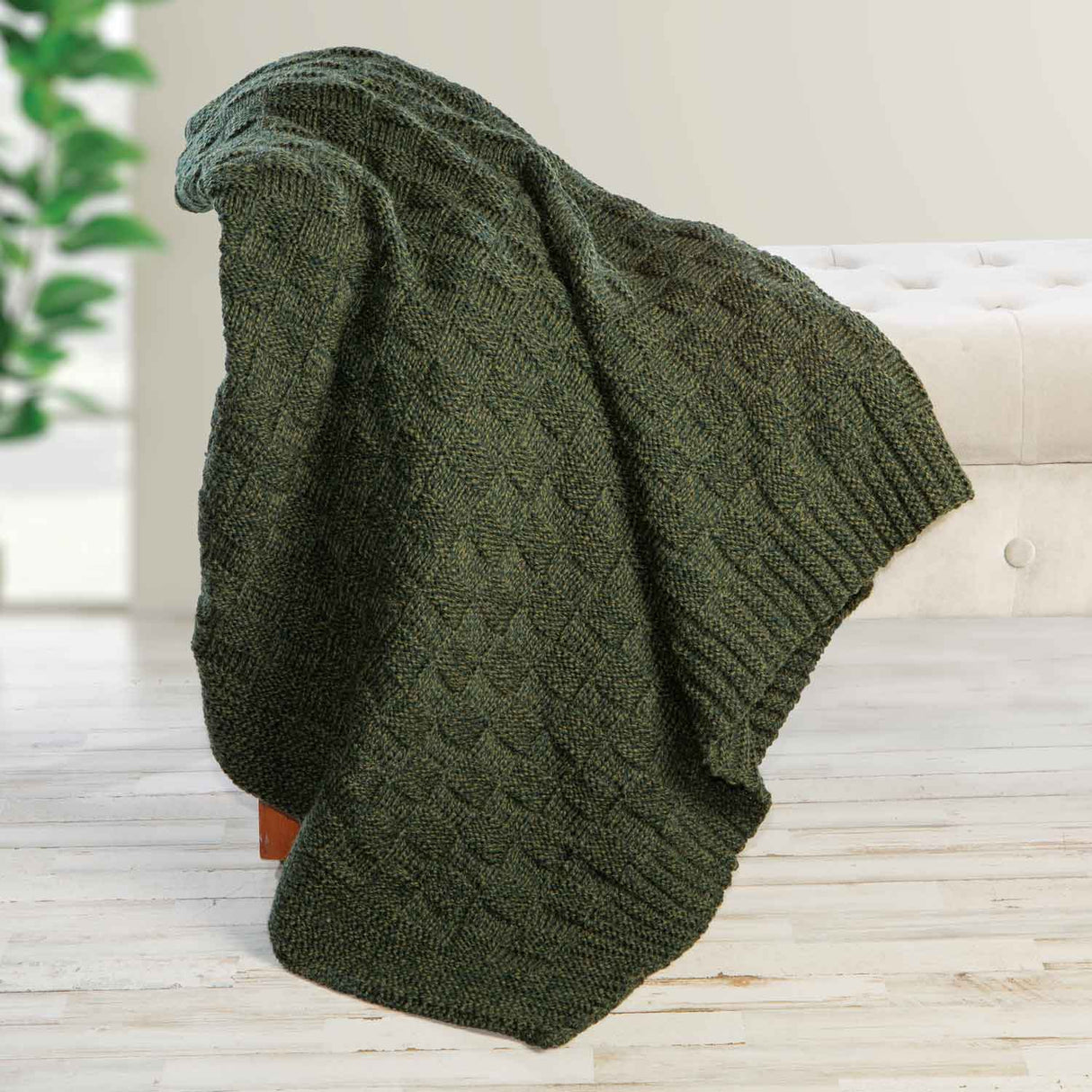 Fisherman Throw, Army Green - Creative Irish Gifts
