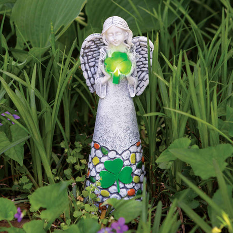 Shamrock Angel Solar Garden Statue - Creative Irish Gifts
