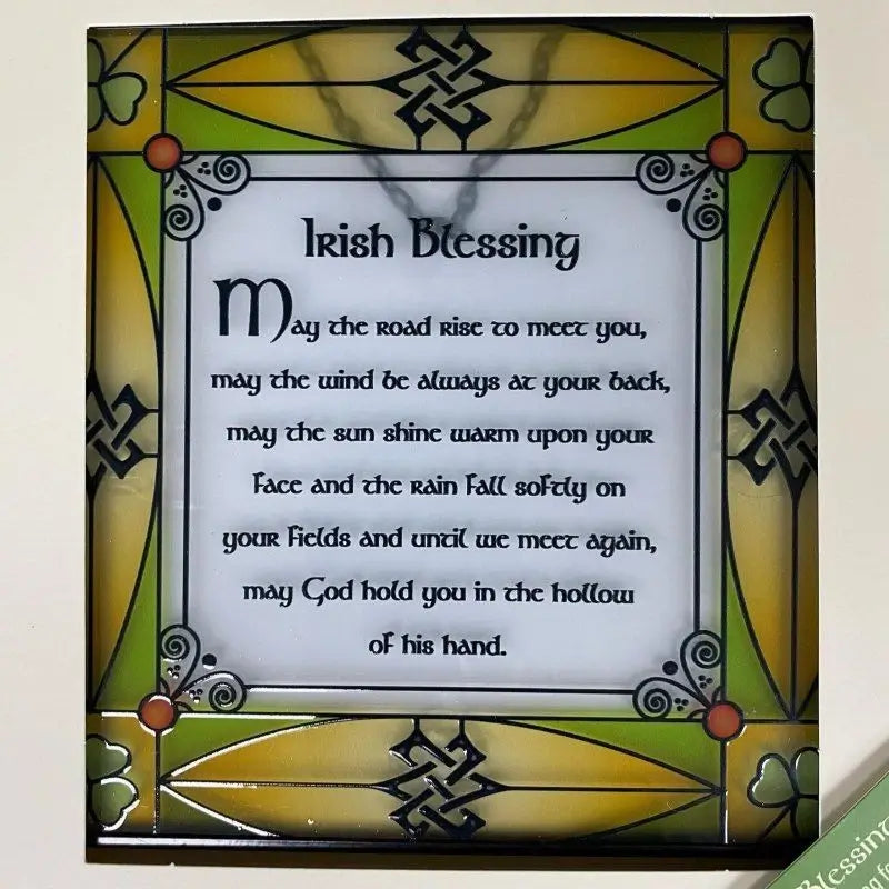 OG723 May The Road Rise Irish Blessing Stained Glass Window Panel Box Creative Irish Gifts