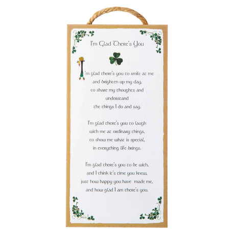 I'm Glad There's You Hanging Wall Plaque - Creative Irish Gifts