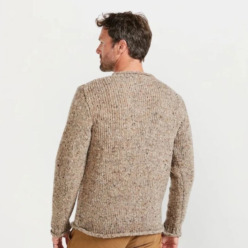 Men's Donegal Tweed Roll Neck Aran Sweater Creative Irish Gifts.com