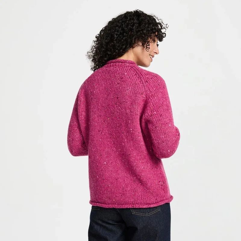 Ladies Irish Wool Tweed Sweater Pink back view Creative Irish Gifts